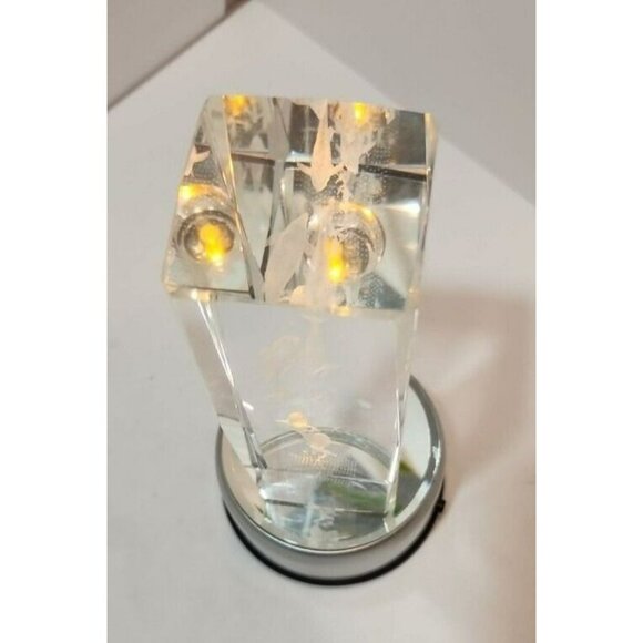 3D Laser Etched Dolphins Crystal Paperweight w/Lighting Base - Picture 15 of 16